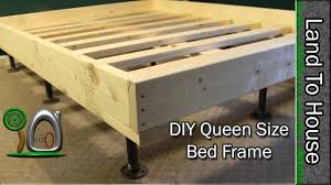 Queen Size Bed Frame Diy Youtube Queen wooden bed frame free plans. queen size bed frame diy