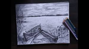 Ganges river hindi ganga great river of the plains. Simple Scenery Drawing In Pencil River And Boats Sketch Paintingtube