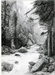 Taking into account what you have learned about organizing the elements in your composition. Pencil Drawing Of A Stream In Woods Brown Leather Pencil Skirt