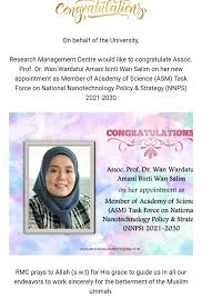 Wan wardatul amani wan salim. Congratulatio Nanotechnology Research And Innovation Club Facebook