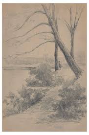 Most recent how to draw a face tutorial : Landscapes With Trees And River Pencil Drawing By Unknown French Master 1919 1919 For Sale At Pamono