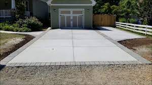 The driveway should be excavated wide enough to. Concrete Driveway With Stone Columns And Paver Border In Alexandria Va Youtube