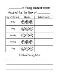 Smiley Face Weekly Behavior Chart Weekly Behavior Charts