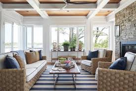 The wood floors carry a third shade of blue. Skip The Seashells Here S How To Design A Sophisticated Coastal Chic Home