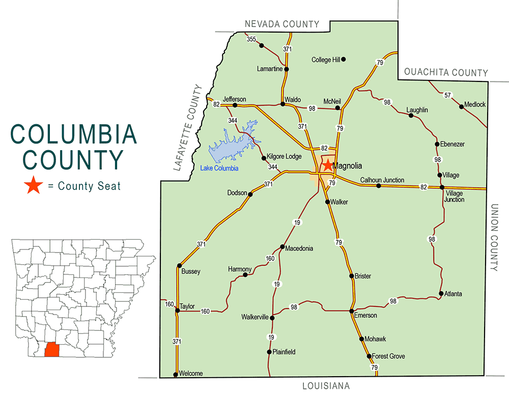 Columbia Country Map