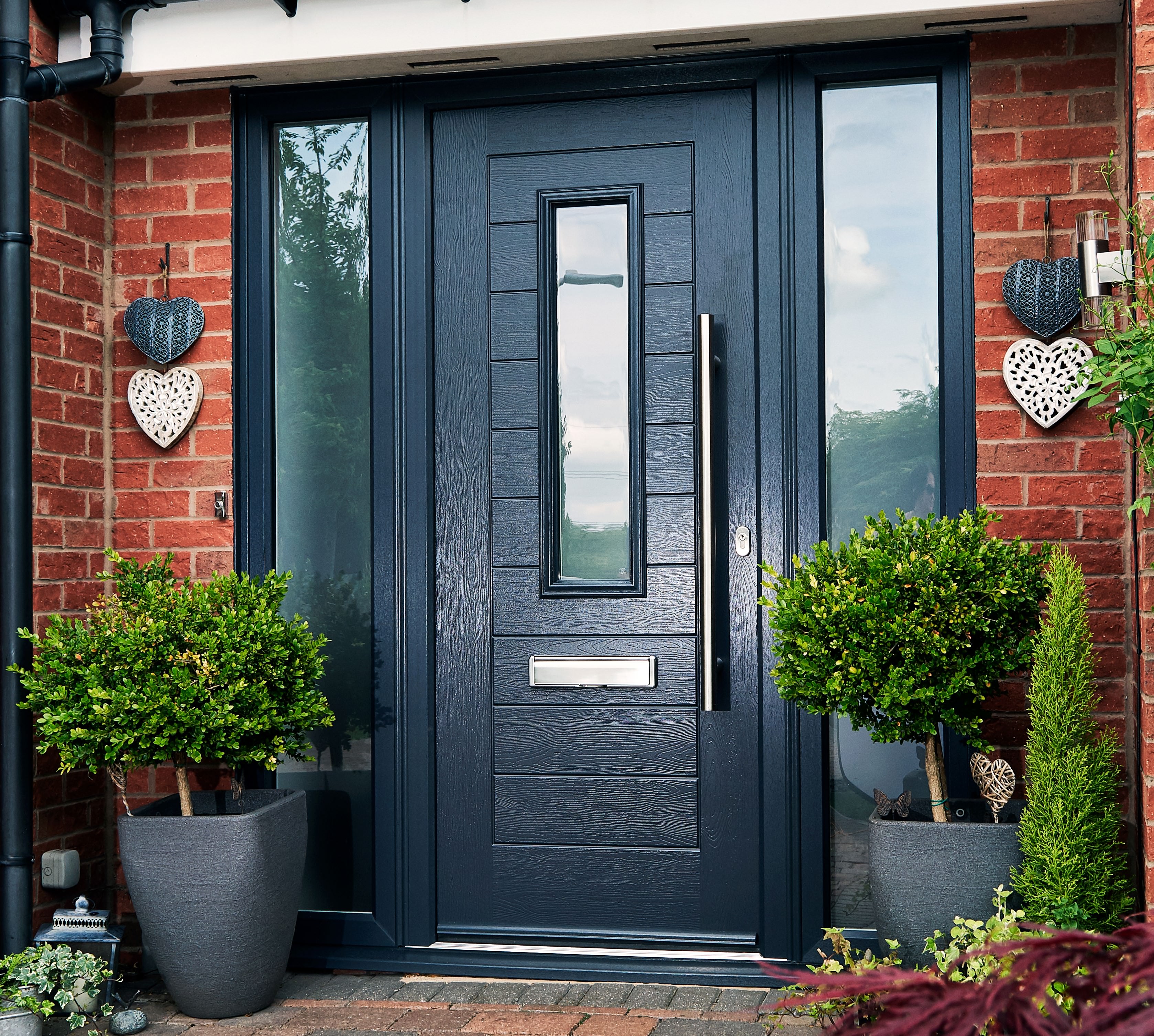 modern front doors with side panels