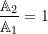 \begin{equation*}\frac{\mathbb{A}_2}{\mathbb{A}_1} = 1\end{equation*}