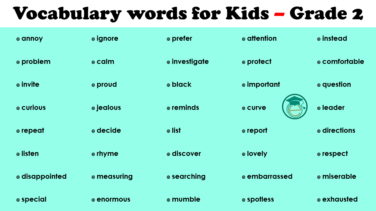 1000 Vocabulary Words for Kids of Grade 2 - Common Words - EngDic