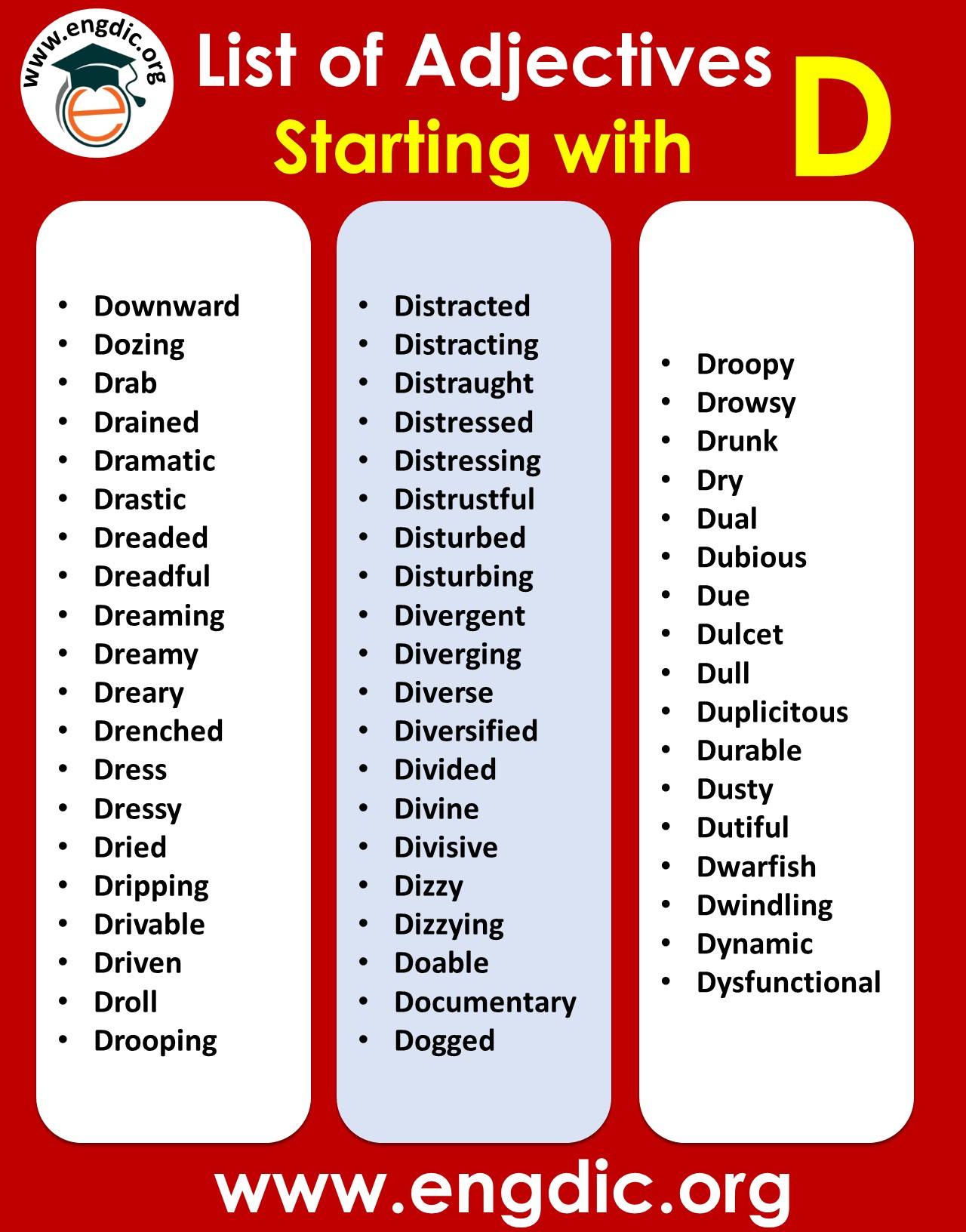 Four Letter Adjectives That Start With D