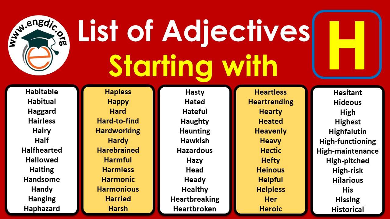 Adjectives That Start With H Describe Person