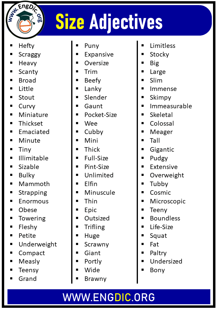 size adjectives