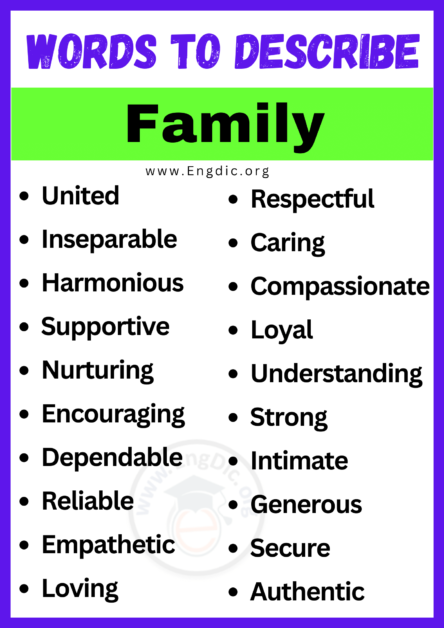 20+ Best Words to Describe Family, Adjectives for Family - EngDic