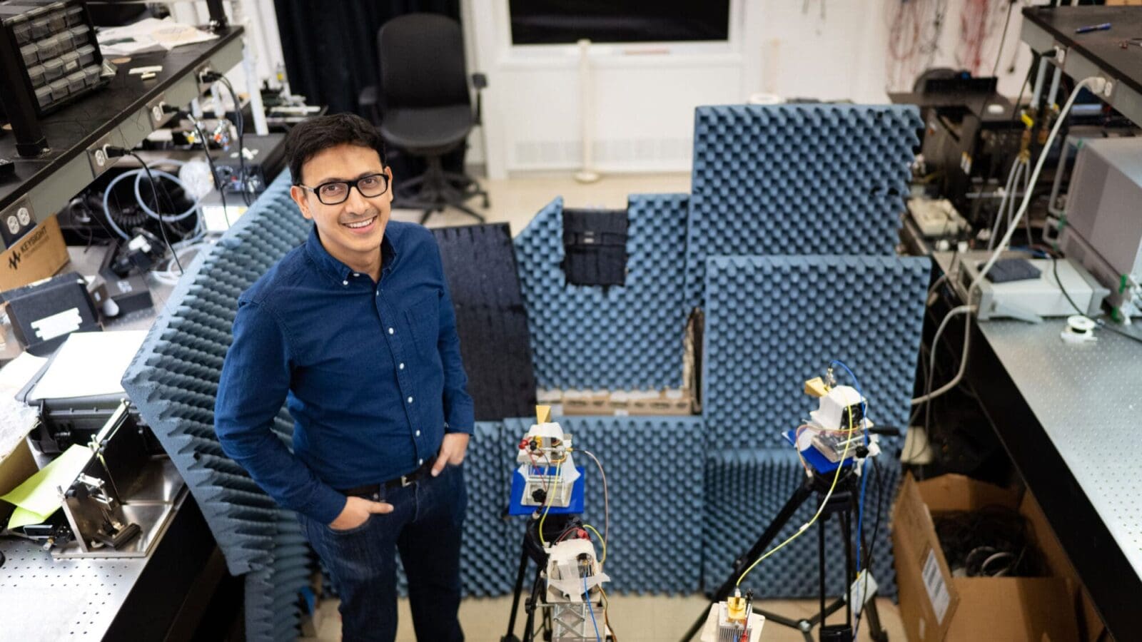 Kaushik Sengupta in his lab at Princeton