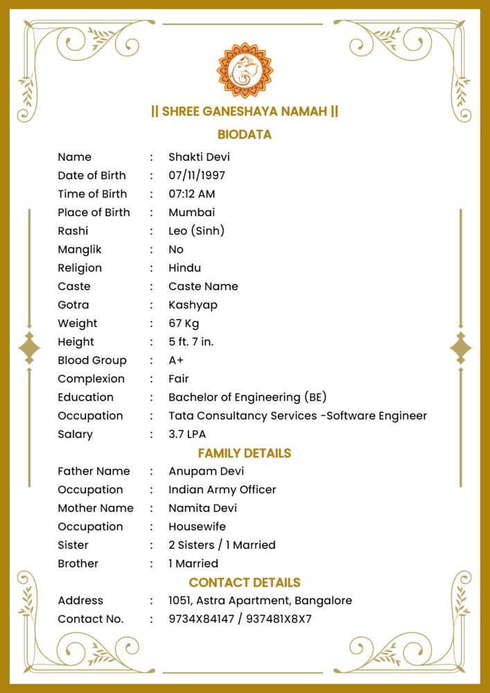 Biodata Border Design