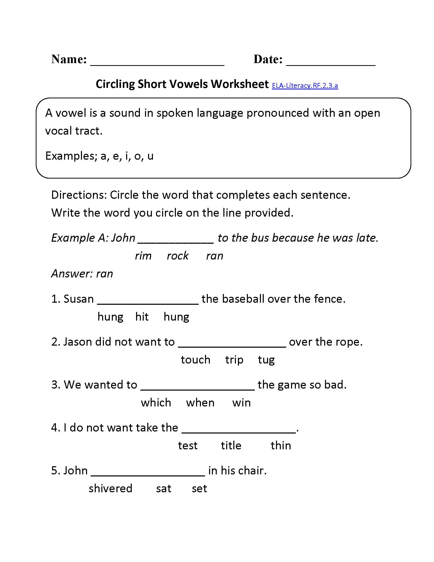 Language Worksheets For 2nd Grade