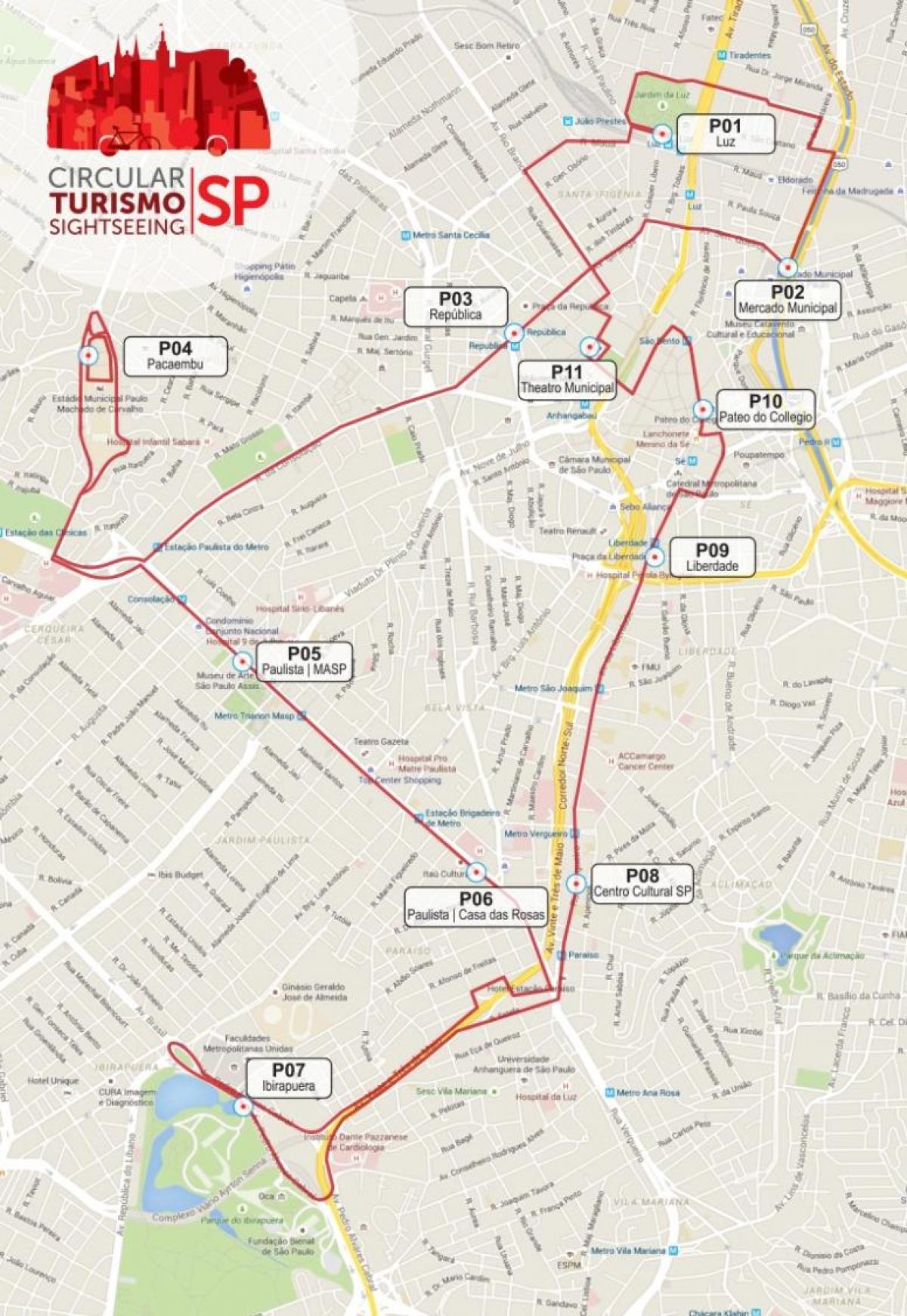 Mapa de la circular turismo turismo SP