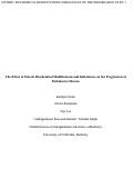 Cover page: The Effect of Enteric Biochemical Modifications and Imbalances on the Progression of Parkinson’s Disease