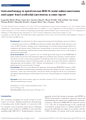 Cover page: Immunotherapy in synchronous MSI-H rectal adenocarcinoma and upper tract urothelial carcinoma: a case report