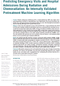 Cover page: Predicting Emergency Visits and Hospital Admissions During Radiation and Chemoradiation: An Internally Validated Pretreatment Machine Learning Algorithm