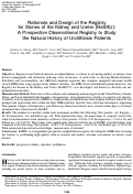 Cover page: Rationale and Design of the Registry for Stones of the Kidney and Ureter (ReSKU): A Prospective Observational Registry to Study the Natural History of Urolithiasis Patients