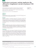 Cover page: Exploratory proteomic analysis implicates the alternative complement cascade in primary CNS vasculitis.