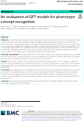 Cover page: An evaluation of GPT models for phenotype concept recognition.