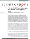 Cover page: Plasma microRNA markers of upper limb recovery following human stroke