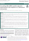 Cover page: Circulating MicroRNAs predict glycemic improvement and response to a behavioral intervention