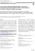 Cover page: Lower muscle mitochondrial energetics is associated with greater phenotypic frailty in older women and men: the Study of Muscle, Mobility and Aging.