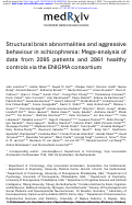 Cover page: Structural brain abnormalities and aggressive behaviour in schizophrenia: Mega-analysis of data from 2095 patients and 2861 healthy controls via the ENIGMA consortium