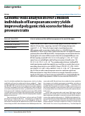 Cover page: Genome-wide analysis in over 1 million individuals of European ancestry yields improved polygenic risk scores for blood pressure traits.