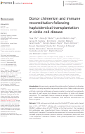 Cover page: Donor chimerism and immune reconstitution following haploidentical transplantation in sickle cell disease