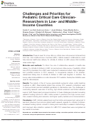 Cover page: Challenges and Priorities for Pediatric Critical Care Clinician-Researchers in Low- and Middle-Income Countries