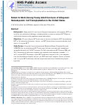 Cover page: Return to Work Among Young Adult Survivors of Allogeneic Hematopoietic Cell Transplantation in the United States