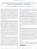 Cover page: Serious Bacterial Infections Acquired During Treatment of Patients Given a Diagnosis of Chronic Lyme Disease — United States