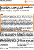 Cover page: Polymorphisms in melatonin synthesis pathways: Possible influences on depression