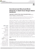 Cover page: Functional and Structural Brain Plasticity in Adult Onset Single-Sided Deafness