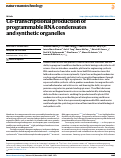 Cover page: Co-transcriptional production of programmable RNA condensates and synthetic organelles.