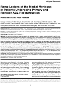 Cover page: Ramp Lesions of the Medial Meniscus in Patients Undergoing Primary and Revision ACL Reconstruction: Prevalence and Risk Factors.