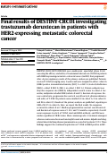 Cover page: Final results of DESTINY-CRC01 investigating trastuzumab deruxtecan in patients with HER2-expressing metastatic colorectal cancer.