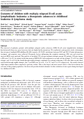 Cover page: Outcome of children with multiply relapsed B-cell acute lymphoblastic leukemia: a therapeutic advances in childhood leukemia &amp; lymphoma study