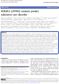 Cover page: ADGRL3 (LPHN3) variants predict substance use disorder