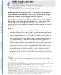 Cover page: Reading words and other people: A comparison of exception word, familiar face and affect processing in the left and right temporal variants of primary progressive aphasia