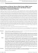 Cover page: Associations of breast cancer risk factors with tumor subtypes: a pooled analysis from the Breast Cancer Association Consortium studies.