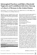 Cover page: Intravaginal practices and risk of bacterial vaginosis and candidiasis infection among a cohort of women in the United States