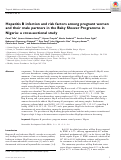 Cover page: Hepatitis B infection and risk factors among pregnant women and their male partners in the Baby Shower Programme in Nigeria: a cross‐sectional study