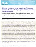 Cover page: Distinct spatiotemporal patterns of neuronal functional connectivity in primary progressive aphasia variants