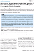 Cover page: Disruption of Glycerol Metabolism by RNAi Targeting of Genes Encoding Glycerol Kinase Results in a Range of Phenotype Severity in Drosophila