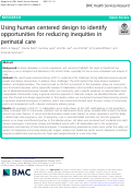 Cover page: Using human centered design to identify opportunities for reducing inequities in perinatal care