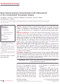 Cover page: Renal Calyceal Anatomy Characterization with 3-Dimensional In Vivo Computerized Tomography Imaging